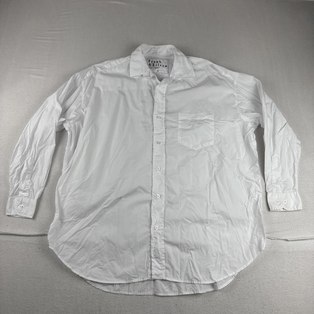 Frank & Eileen Shirley Womens White Oversized Blouse Small *READ* Preppy Casual